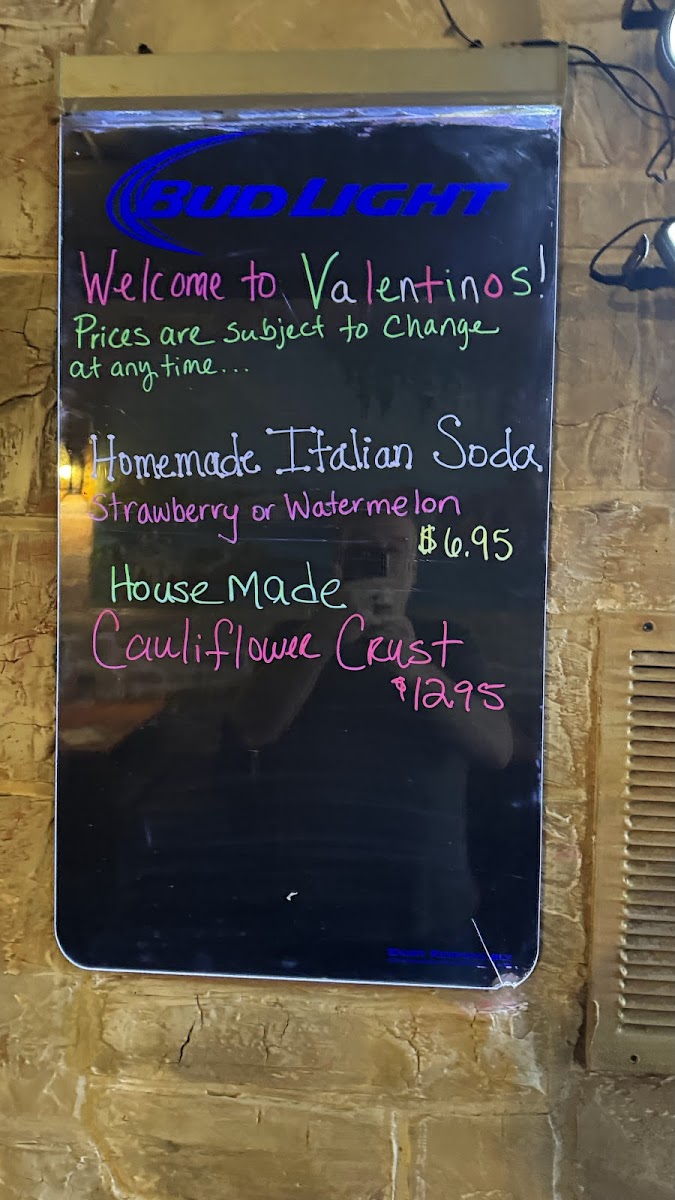 Valentino's Pizza Menu - Image 1